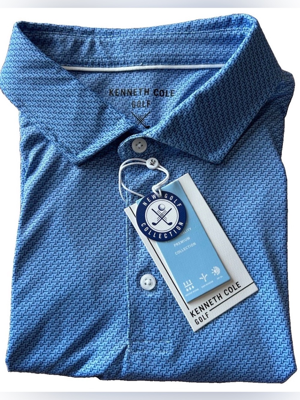 Kenneth Cole Blue Textured Golf Polo